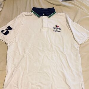 Ralph Lauren White Polo with Navy and Green Accents